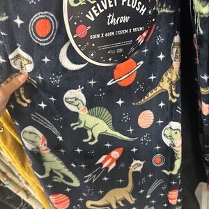 Dinosaur NASA Space Velvet Plush Throw Blanket